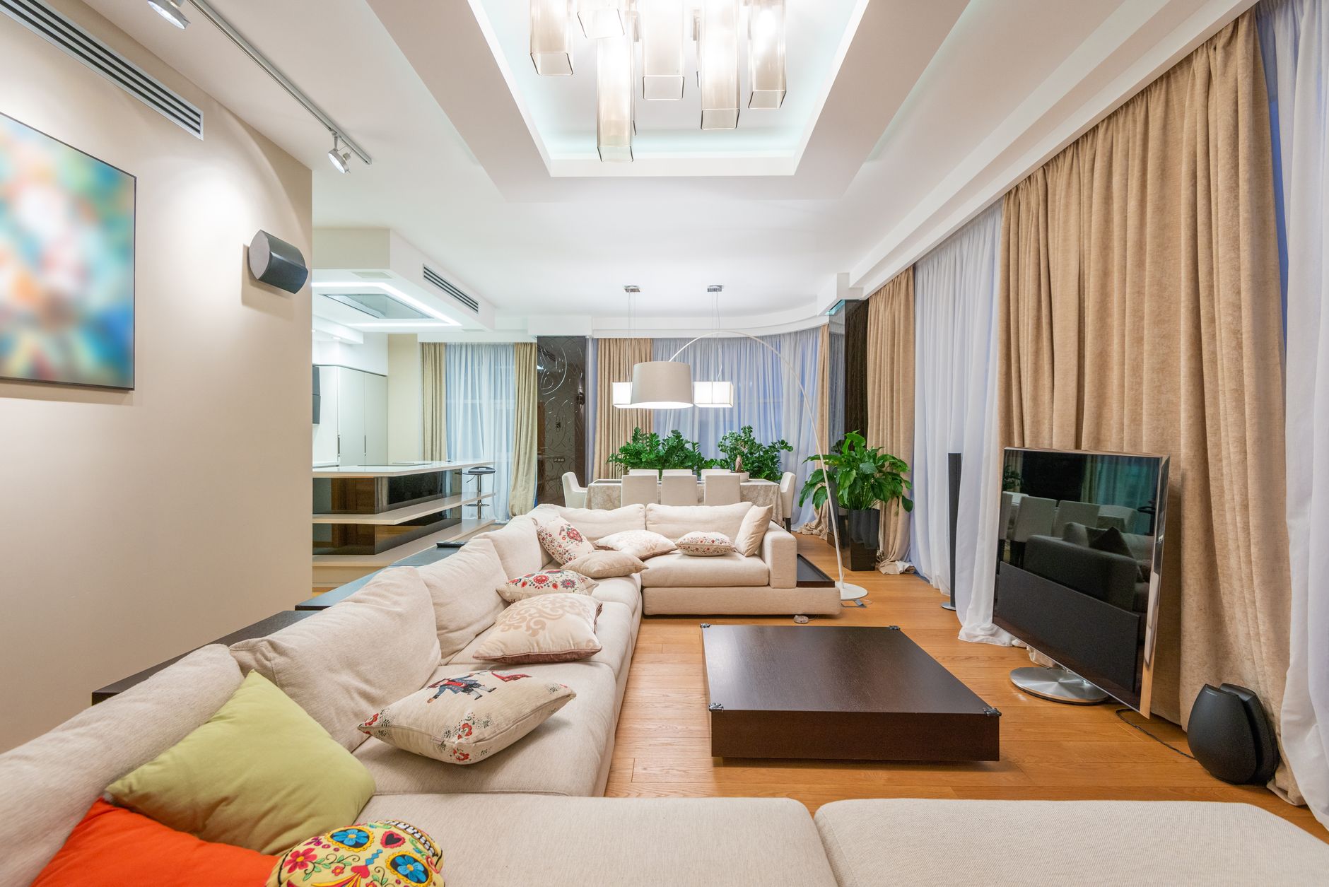 Luxury residential living room beautifully maintained